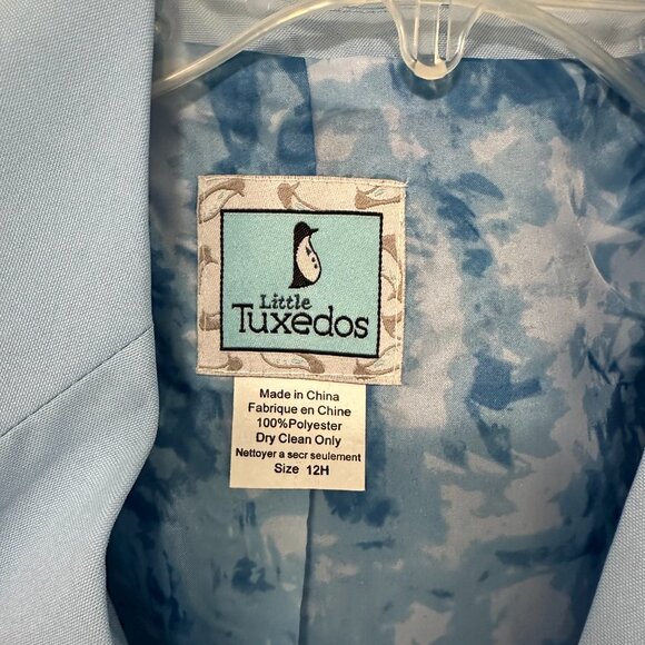 NWT Boys Size 12 H Little Tuxedos Brand Mason Suit Jacket Sky Blue - Picture 5 of 9